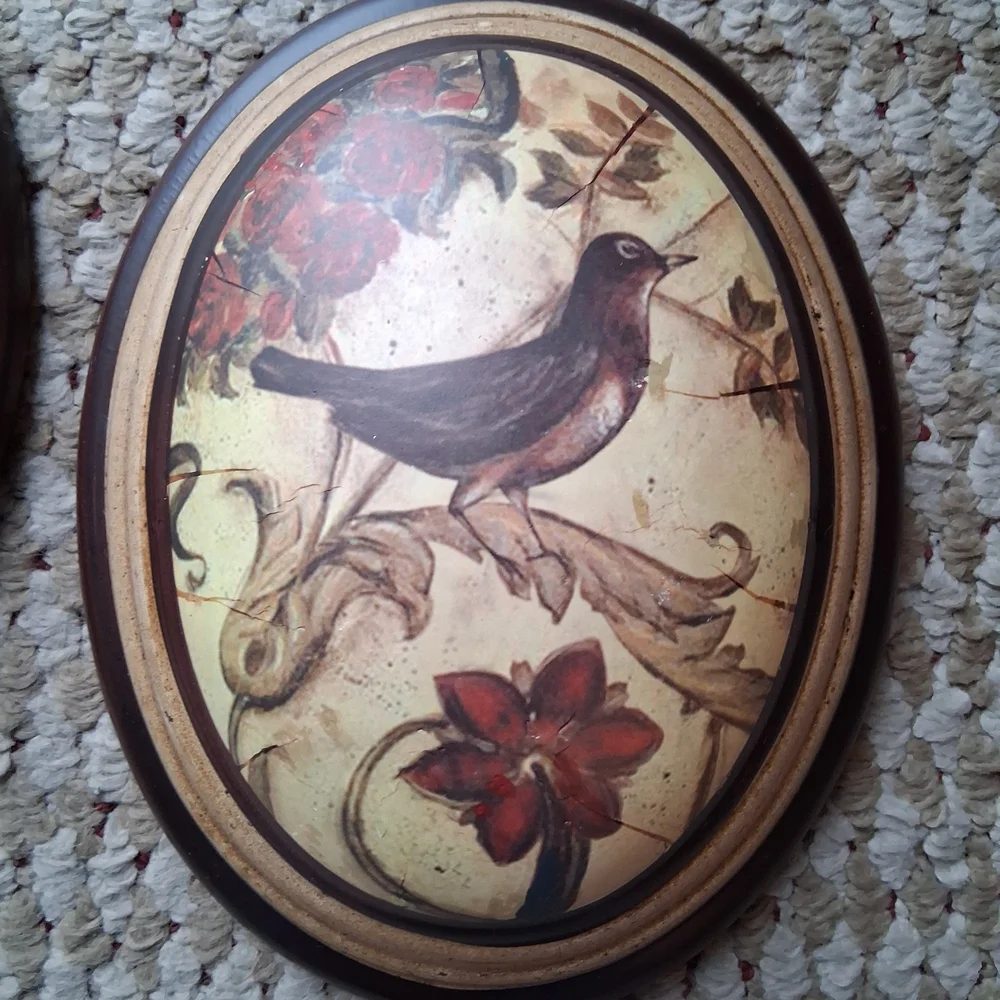 Vintage Bird Wall Art with Floral Design - Picture 2 of 3